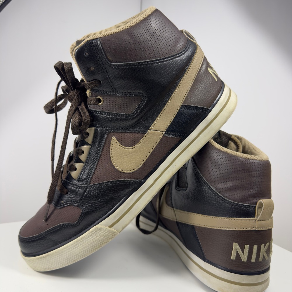 Nike Delta Force High AC Mens 13 Brown Khaki Retro Basketball Shoes 370424-201